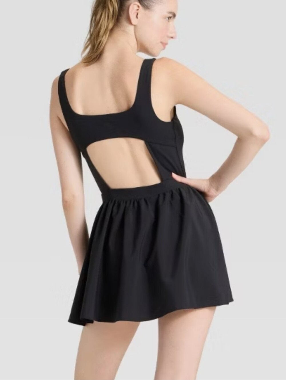 JoyLab Black Sleeveless Mini Dress with Flared Skirt - Picture 2 of 12